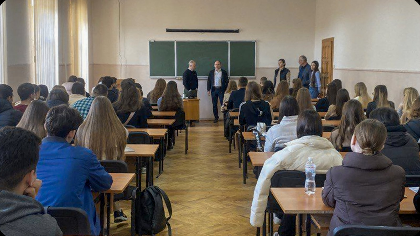 University classroom lecture on constitutional democracy in Ukraine